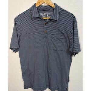 Patagonia Mens Cotton in Conversion Striped Polo Shirt Blue Regular Fit Small